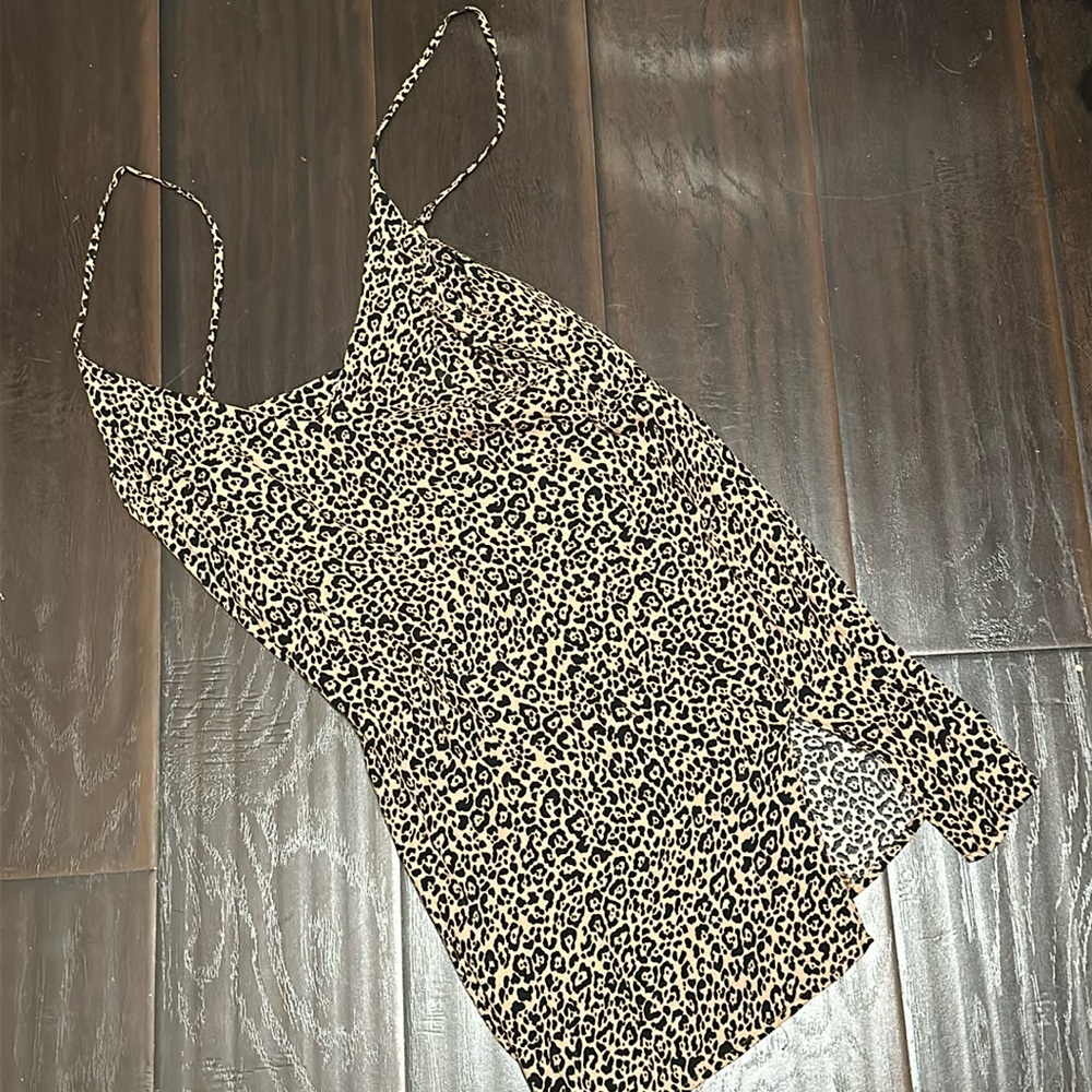 Reformation Leopard Print Mini Dress in Tan and Black
